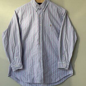 Polo Ralph Lauren - Classic Lavender & Green Striped Button Down Men's 17 32/33